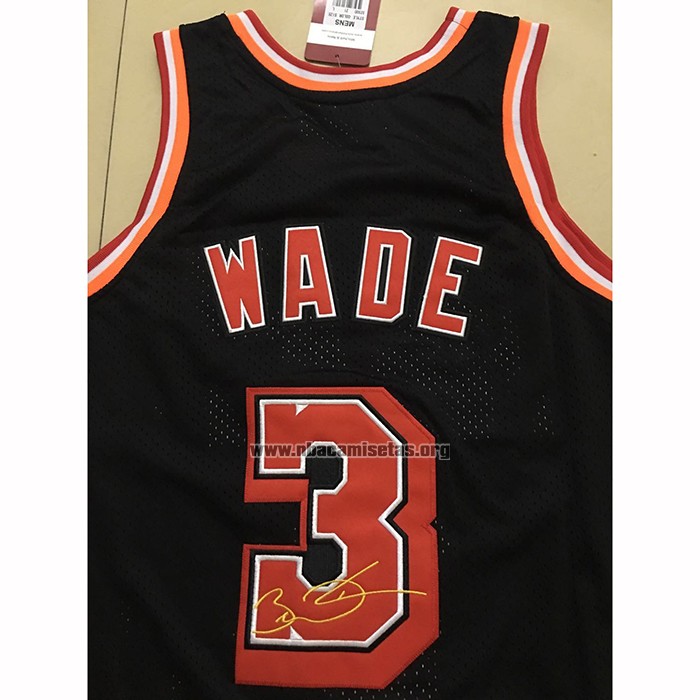 Camiseta Miami Heat Dwyane Wade NO 3 2006 Finals MVP Retro Negro